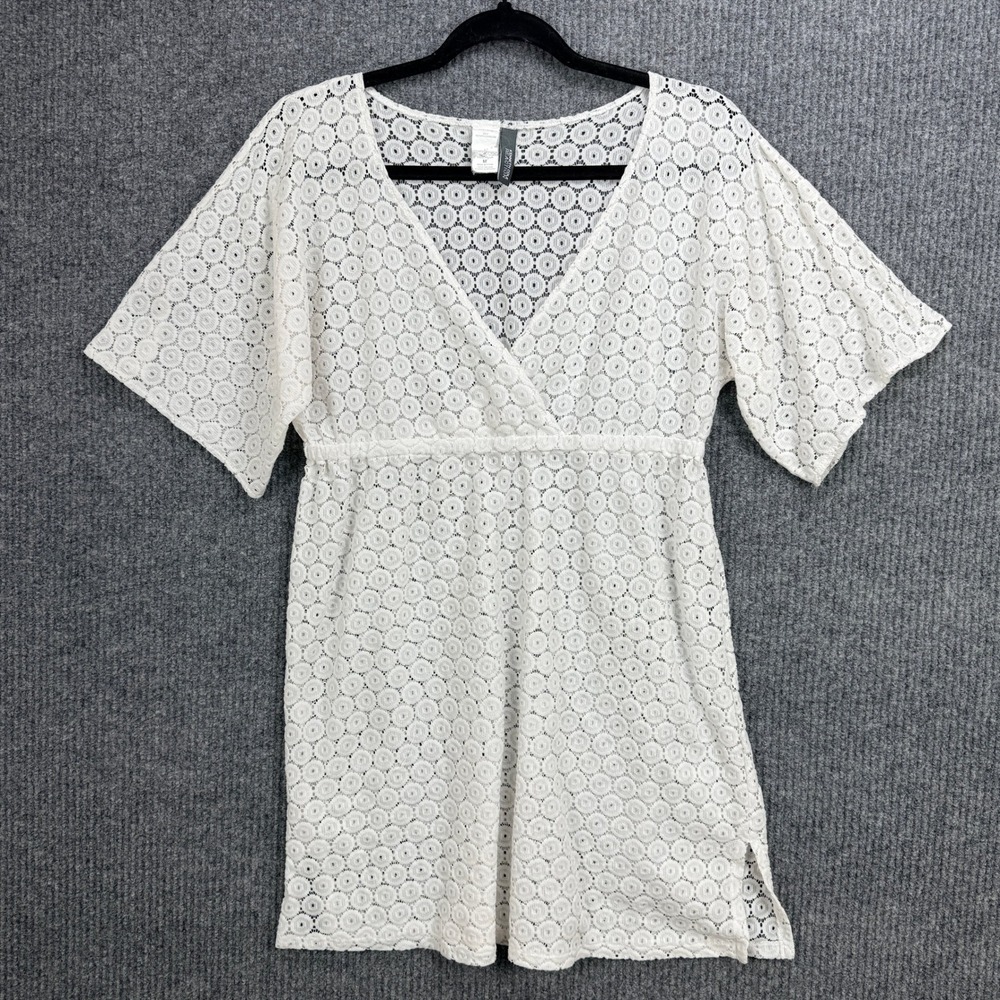 Kenneth Cole Reaction Lace Cover Up Women Medium White Boho Beach Summer